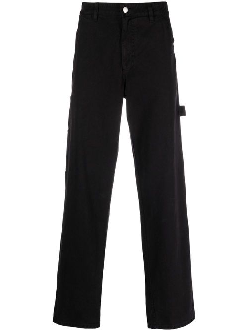 Logo-embroidered straight-leg jeans - Black