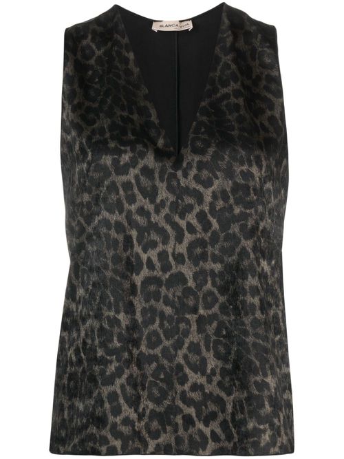 Tamaya leopard-print tank top - Black