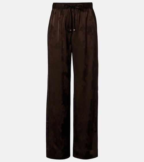 Satin jacquard wide-leg pants