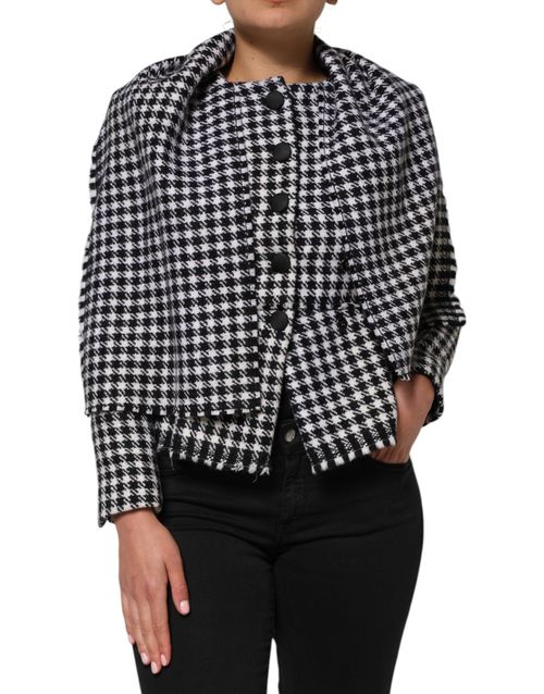 Houndstooth Wool Jacket — Black