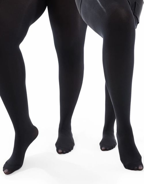 ASOS DESIGN Curve 2 pack 60 denier black tights in super stretch fit