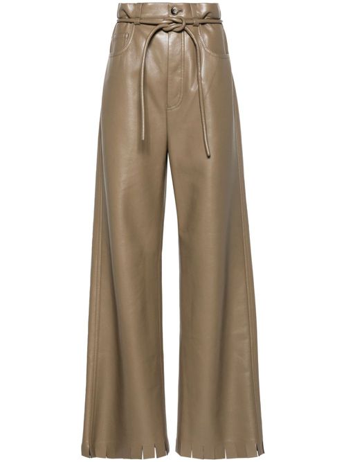 Cut-hem high-waisted trousers - Green