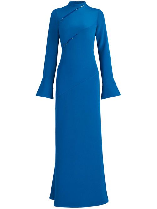 Cut-out silk midi dress - Blue