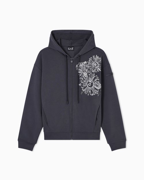 Graphic Series cotton-blend hooded sweatshirt with floral print