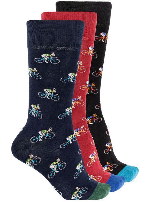 Bicycle motif three-pair set socks - Black