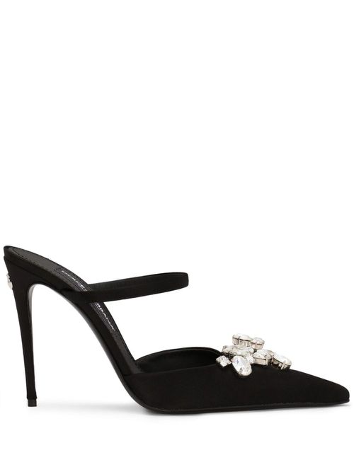 105mm crystal-embellished mules - Black