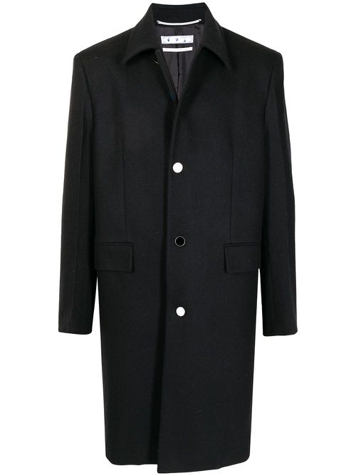 Single-breasted wool-blend coat - Black