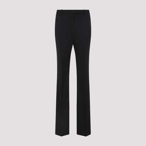 WASHED COTTON SILK BLEND DUCHESSE TAILORED STRAIGHT PANTS