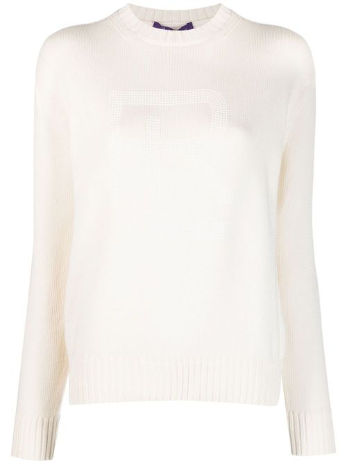 Logo-embellished long-sleeve jumper - White