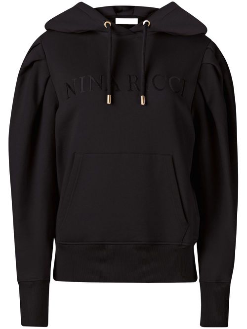 Embossed logo hoodie - Black