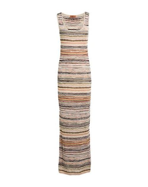 Woman Maxi dress Beige Size 10 Viscose, Metallic fiber, Elastane, Polyamide