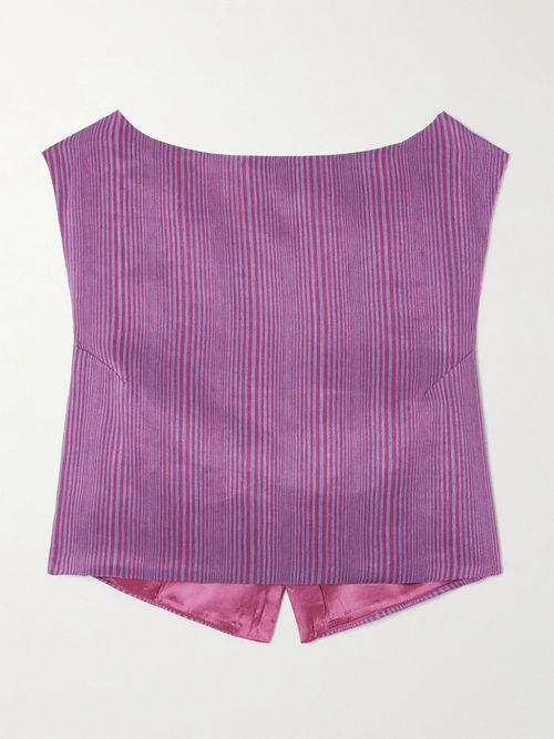 Richard Veil Striped Linen-blend Top - Purple