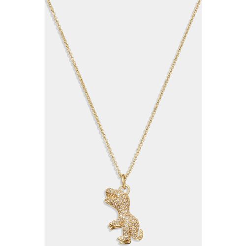Coach Rexy Pendant Crystal and Gold-Tone Necklace