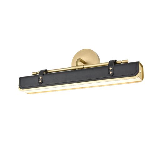 Alora Valise Bathroom Vanity Light in Vintage Brassand Tuxedo Leather - WV307919VBT