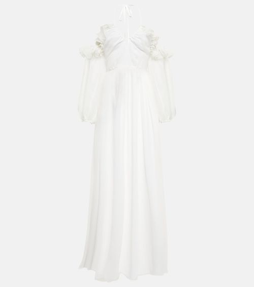Off-the-shoulder silk gown
