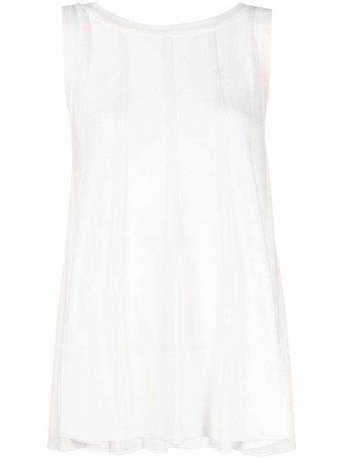 Ribbed-detail tank top - White