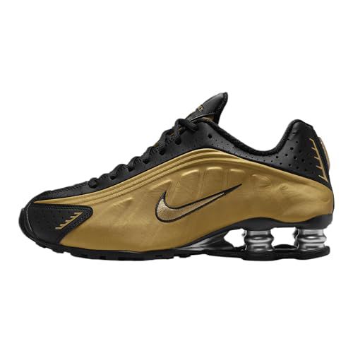Nike Shox R4 Women's Shoes (AR3565-005, Black/Metallic Silver/Metallic Gold)