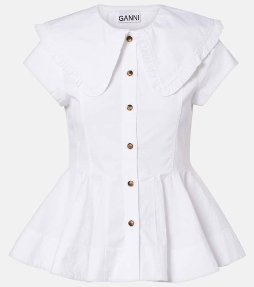 Ruffled cotton-blend shirt