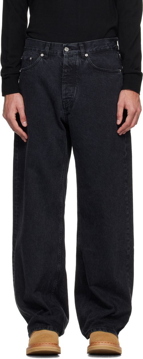 Black Wide-Leg Skid Jeans