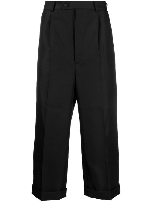 High-waisted cropped trousers - Black