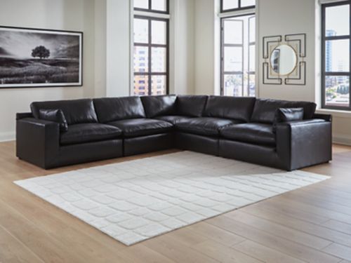 Emilia 5-Piece Leather Modular Sectional, Black