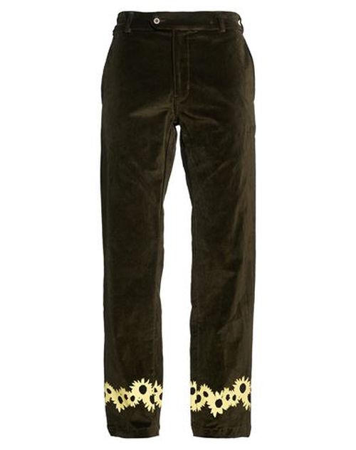 Man Pants Dark green Size 30 Cotton, Rayon, Elastane