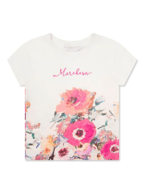 Logo-embroidered floral T-shirt - White