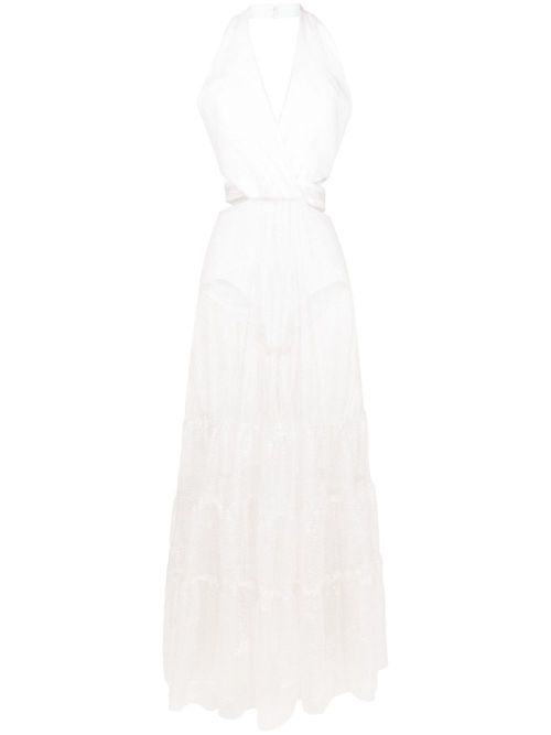 Milena sheer-panel maxi dress - White