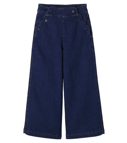 Scalloped wide-leg jeans
