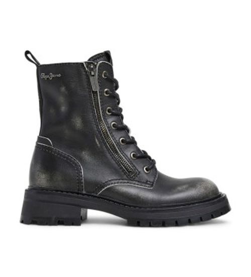 Pepe Jeans for woman. PLS50548 Kane Rub Leather Ankle Boots black (39), 3 to 5 cm, Zip, Casual