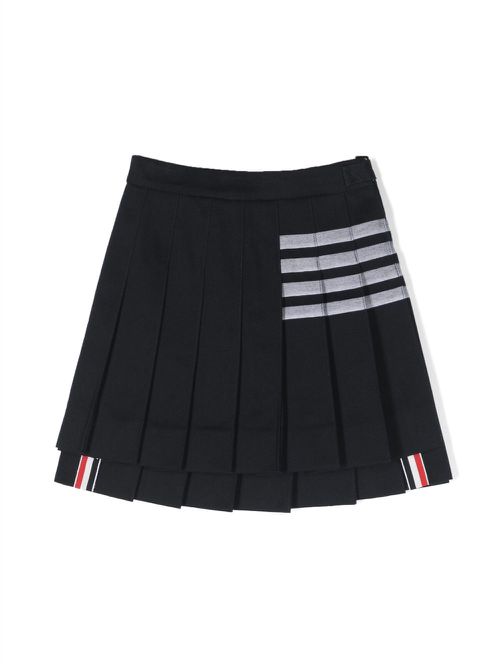 Stripe-detail pleated skirt - Blue