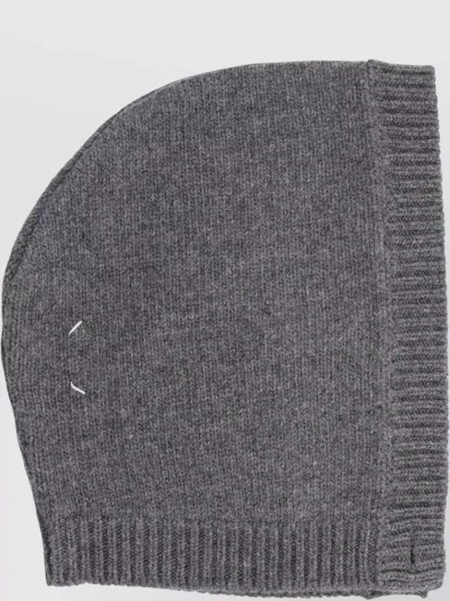 Maison Margiela - wool hood cap button detail ribbed tri