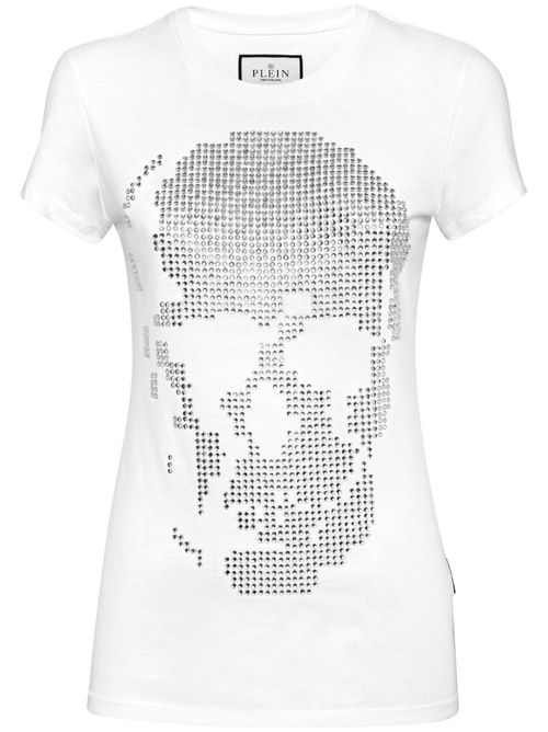 Stud-embellished cotton T-shirt - White