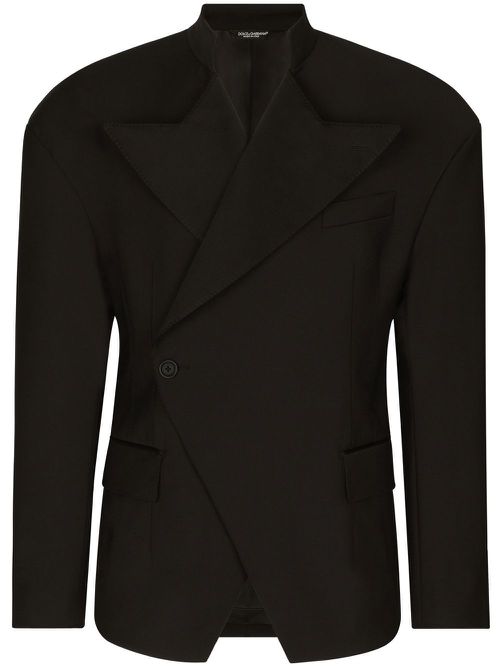Off-centre fastening suit jacket - Black