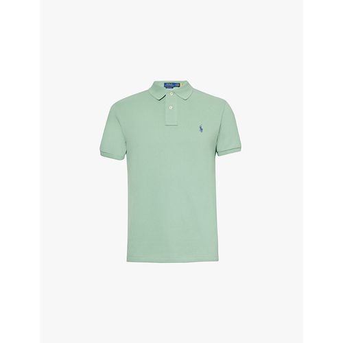 Mens Faded Mint Logo-embroidered Slim-fit Cotton-piqué Polo Shirt 