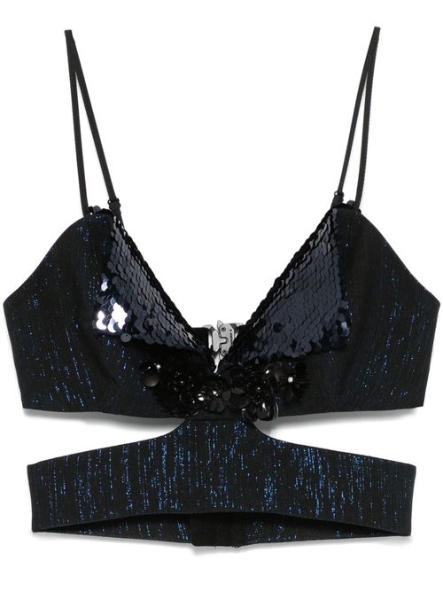 Sequin-Embellished Crop Top - Women's - Polyester/Cotton