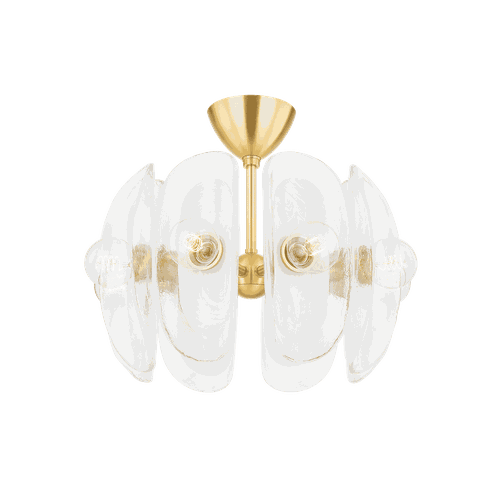 Aged Brass Eight Light Semi Flush Mount from the Hilo Collection