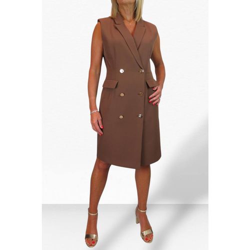Paulo Due Sleeveless Double Breasted Blazer Dress In Tan