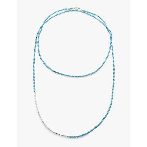 Womens Blue Mini Nugget Recycled Sterling-silver and Turquoise Beaded Necklace 