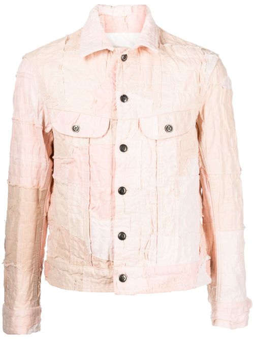 Distressed-effect cotton shirt jacket - Pink