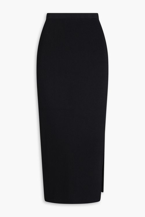 Ribbed-knit midi pencil skirt - Black - XS
