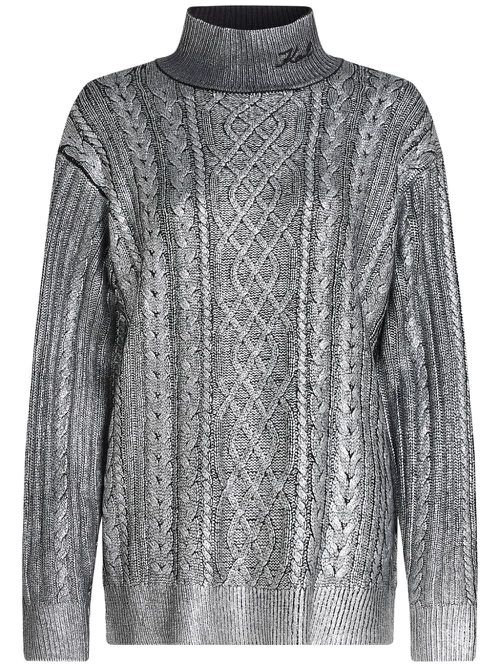 Metallic cable-knit jumper - Grey