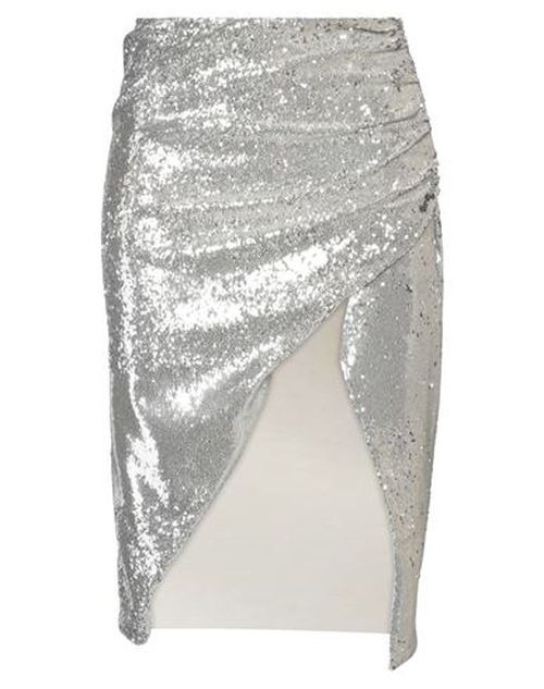 Woman Midi skirt Silver Size M Polyester