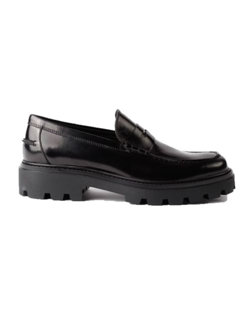 Mocassino Gomma Pesante 08j Black Calf Leather Shoe - Men