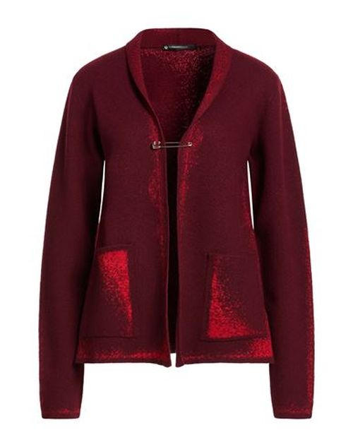 Woman Cardigan Burgundy Size 12 Virgin Wool, Viscose, Polyester