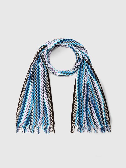 Missoni - Pure cotton scarf with fringes, Men, Multicoloured, : UNIC
