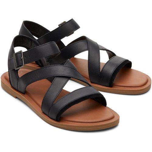 Toms Sloane 100% Cow Leather Women's Black Sanda