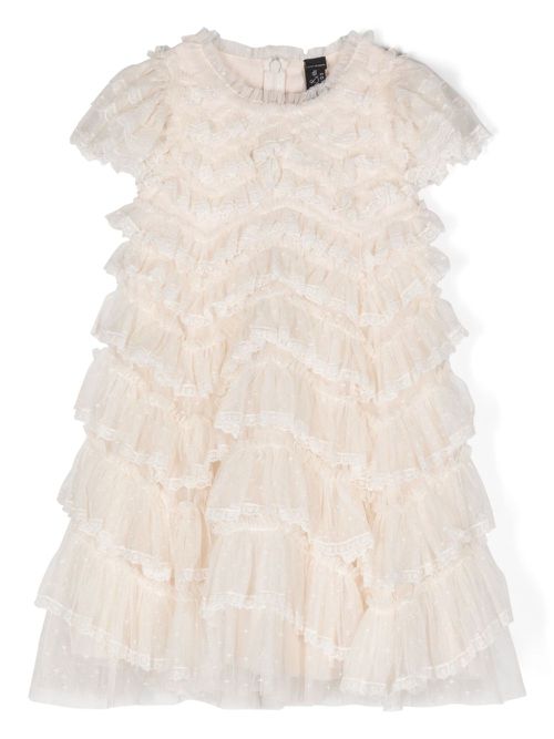 Ruffled tiered party dress - Neutrals