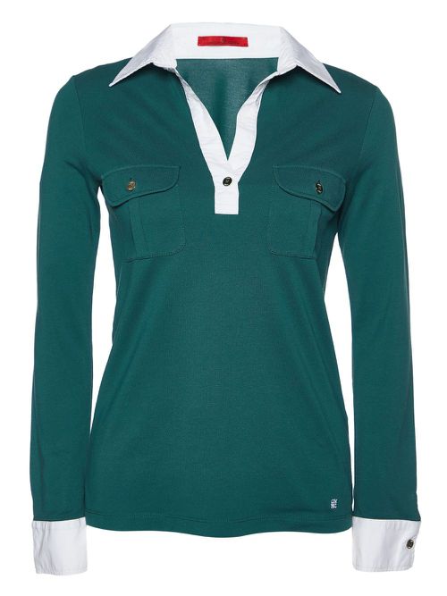 Pre-owned long-sleeve polo top - Green