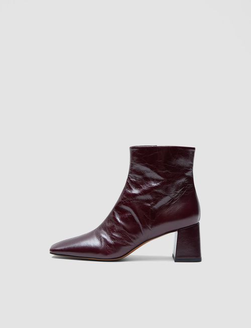 Heeled Patent Leather Ankle Boots - 40